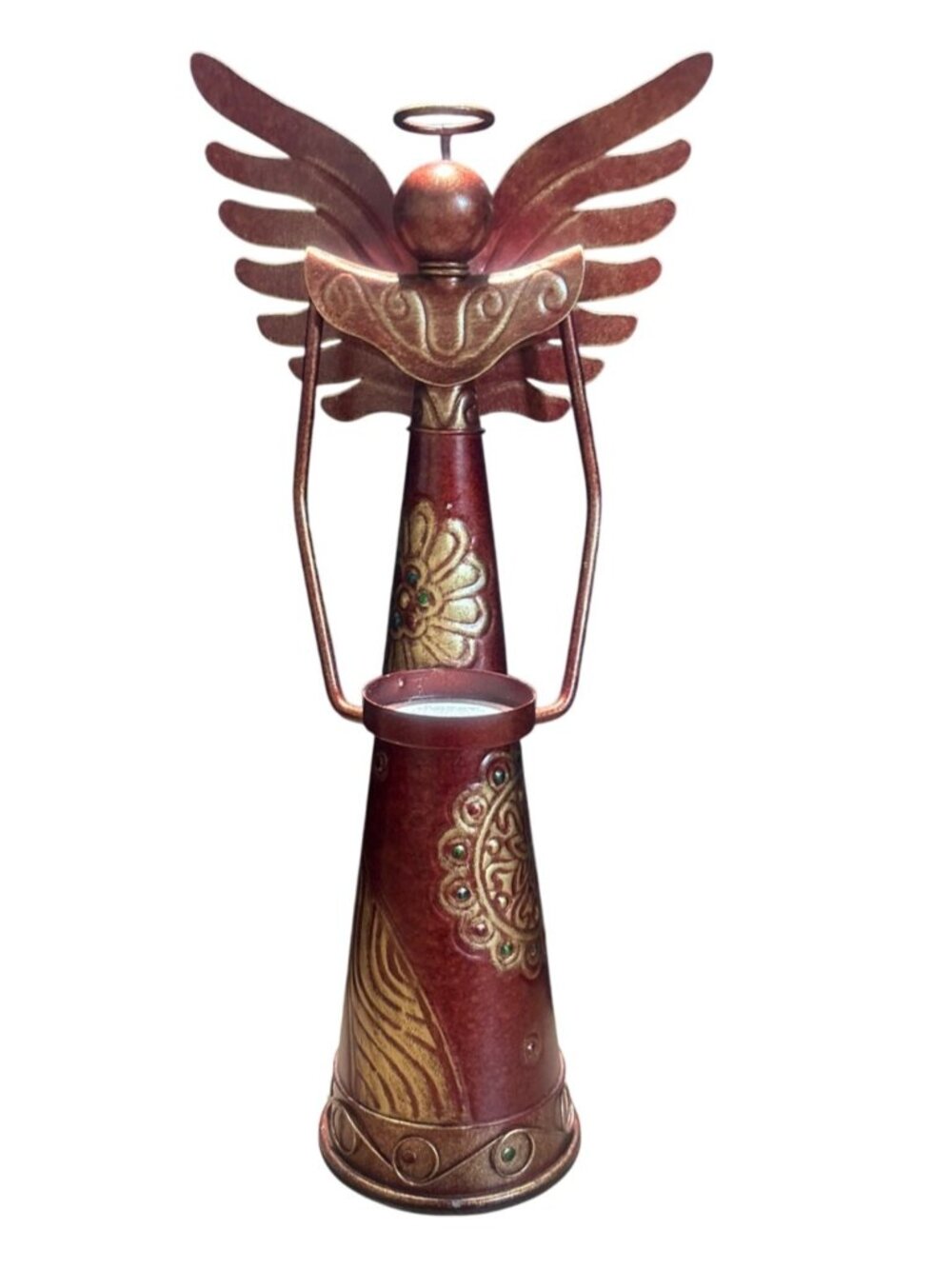 Pier 1 Decorative Metal Angel Tea Light Candle Holder AS IS PAINT CHIP ON BACK